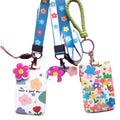 Neck Pouch Lanyard Wallet With Cartoon Keychain  ID Badge Holder Cute Credit Card Case for Students Teens Boys Girls Women