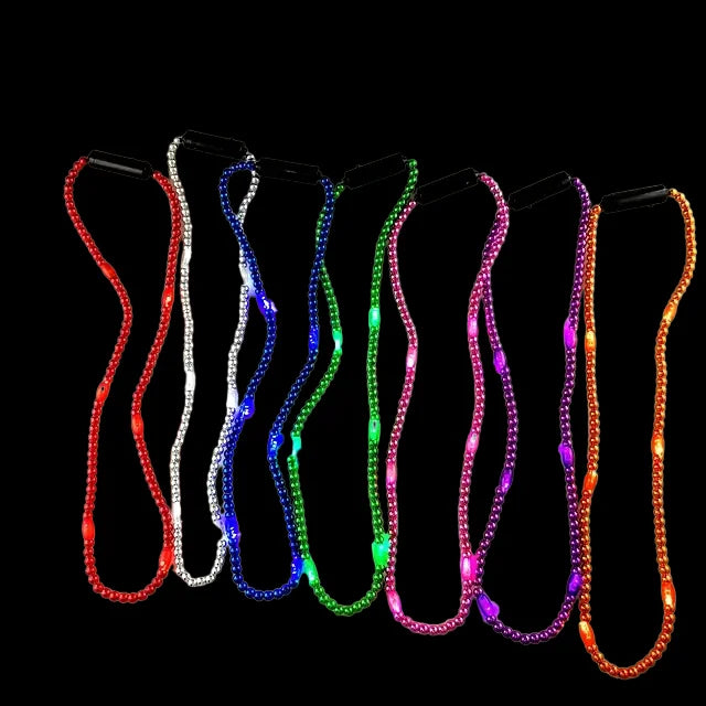 Mardi Gras LED Bead Necklace Light-Up Novelties for Parties and Events Flashing Glow-in-the-Dark Necklaces Promotion