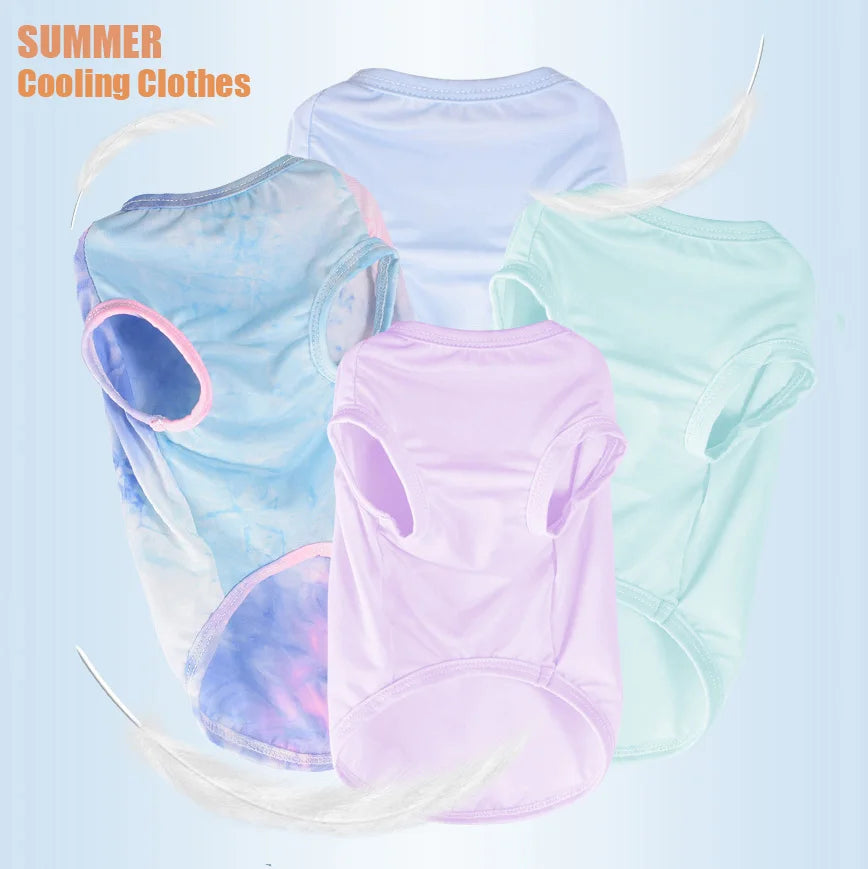 Solid Cooling Pet T Shirt Lightweight Soft Breathable Vest Summer Cool Clothes Sun Protection for Small Medium Large Dogs Cats
