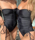 NEW STOCK 9Colors Draw Strings Sexi Lady High Leg One Piece Swimwear Bodysuit S-L