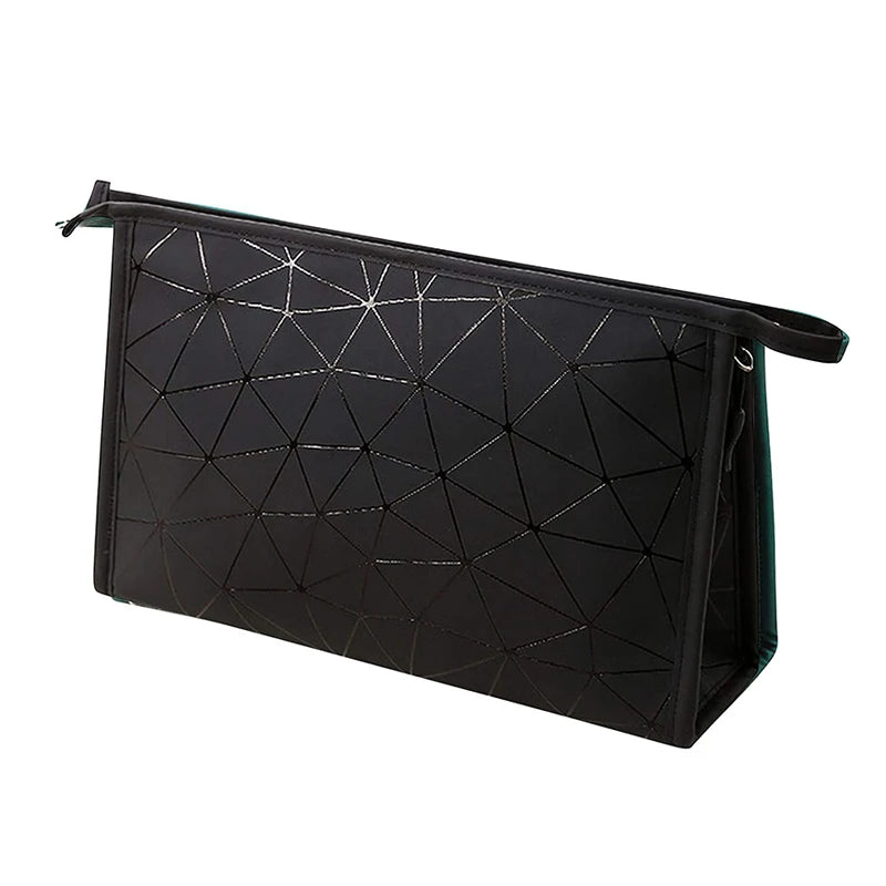 Black Lightweight Classic Travel Cosmetic Bag Waterproof Toiletries Kit Organizer With Zippered Medium