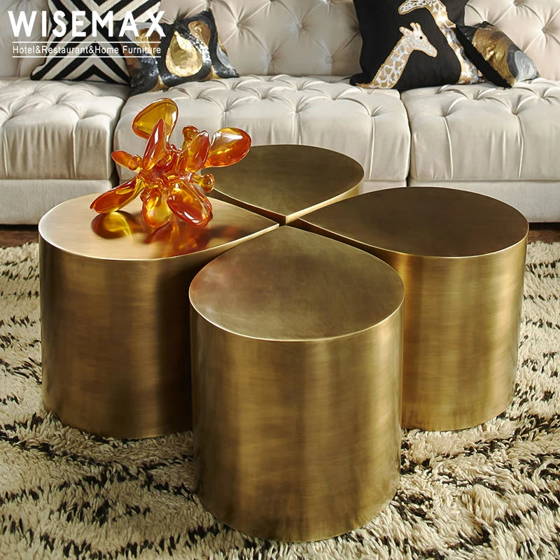 WISEMAX FURNITURE Modern Creative Cafe Shop Tea Table Living Room Decoration Drop Edge Shape Metal Coffee Side Table for Home