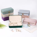 New Rectangle Storage Jewelry Box Velvet Portable Necklace Jewellery Box Organizer Travel Jewelry Box With Custom Logo
