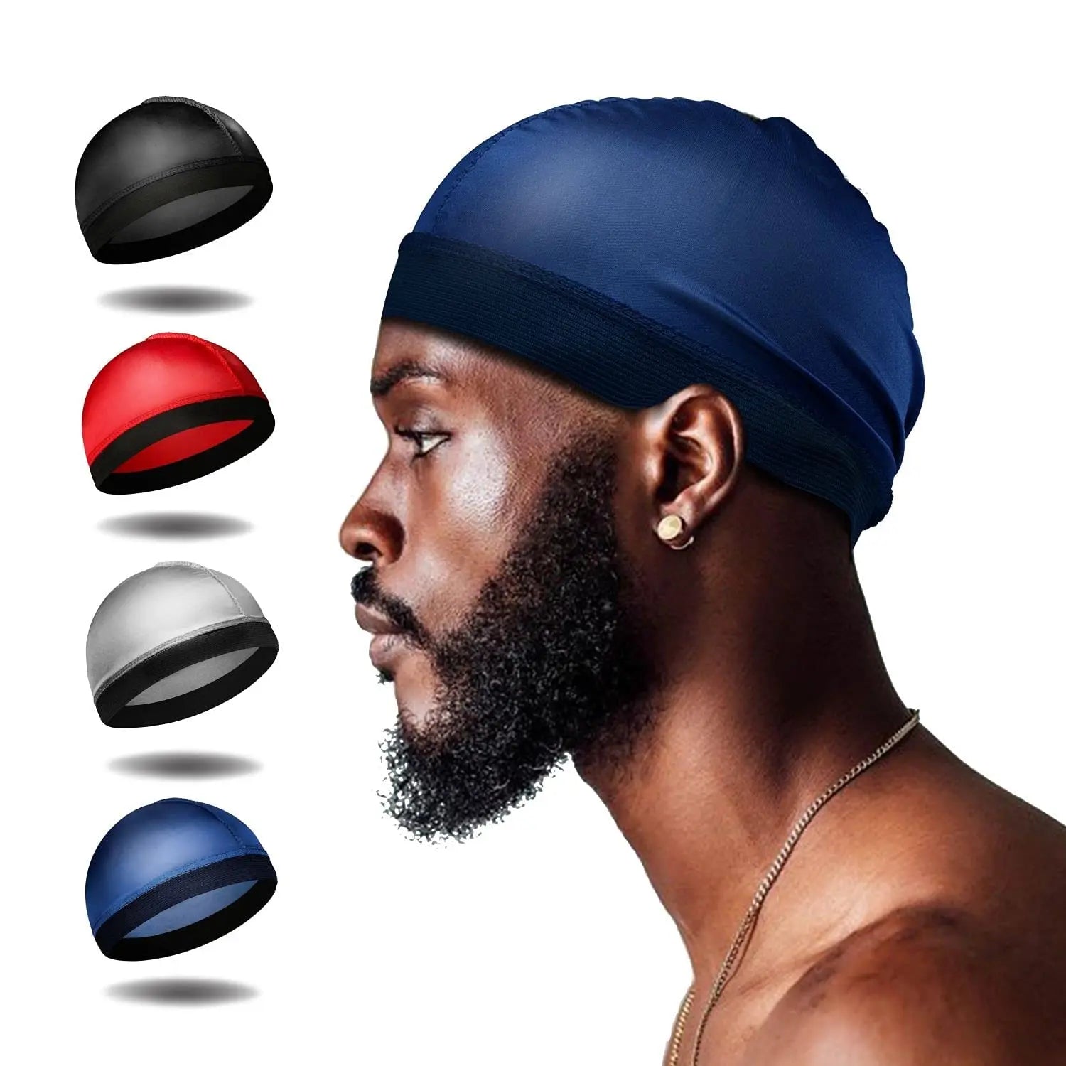 Bulk Wholesale Breathable Multifunction European American Style Polyester Silk Durag 360 Wave Stain for Men Custom Color OEM