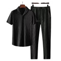 Wholesale Summer Casual Sports Suit for Men Boys Short-Sleeved Polo Shirts and Trousers Sets Texture Ice Silk Knitted Fabric