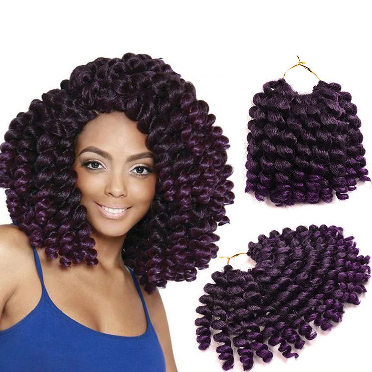 8" Short High Temperature Fiber Jamaican Bounce Dreadlock Crochet Braid Hair Extension Synthetic Jumpy Wand Curl Dyed Single