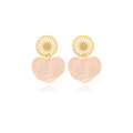 Custom Factory Design Stainless Steel Gold Plated Classic Hoop Earrings with 18K PVD Sun Cutout Disc Heart Natural Stone