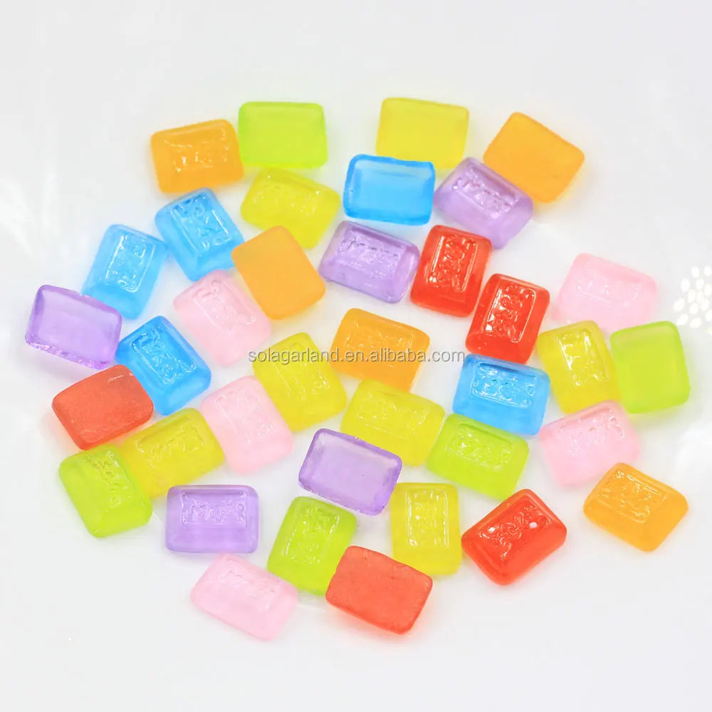 100Pcs Resin Simulation Cubes Sugar Flatback Cabochon Embellishment for Scrapbooking DIY Mini Food Dollhouse Accessories