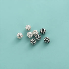Popular 925 Sterling Silver Black Irregularity Round Charm Beads for Jewelry Making Accessories Supplies