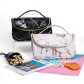 Custom Logo  PU Leather Cosmetic Custom Logo  PU Leather Cosmetic  Portable Marble Makeup Organizer Travel Bag for Lady OEM