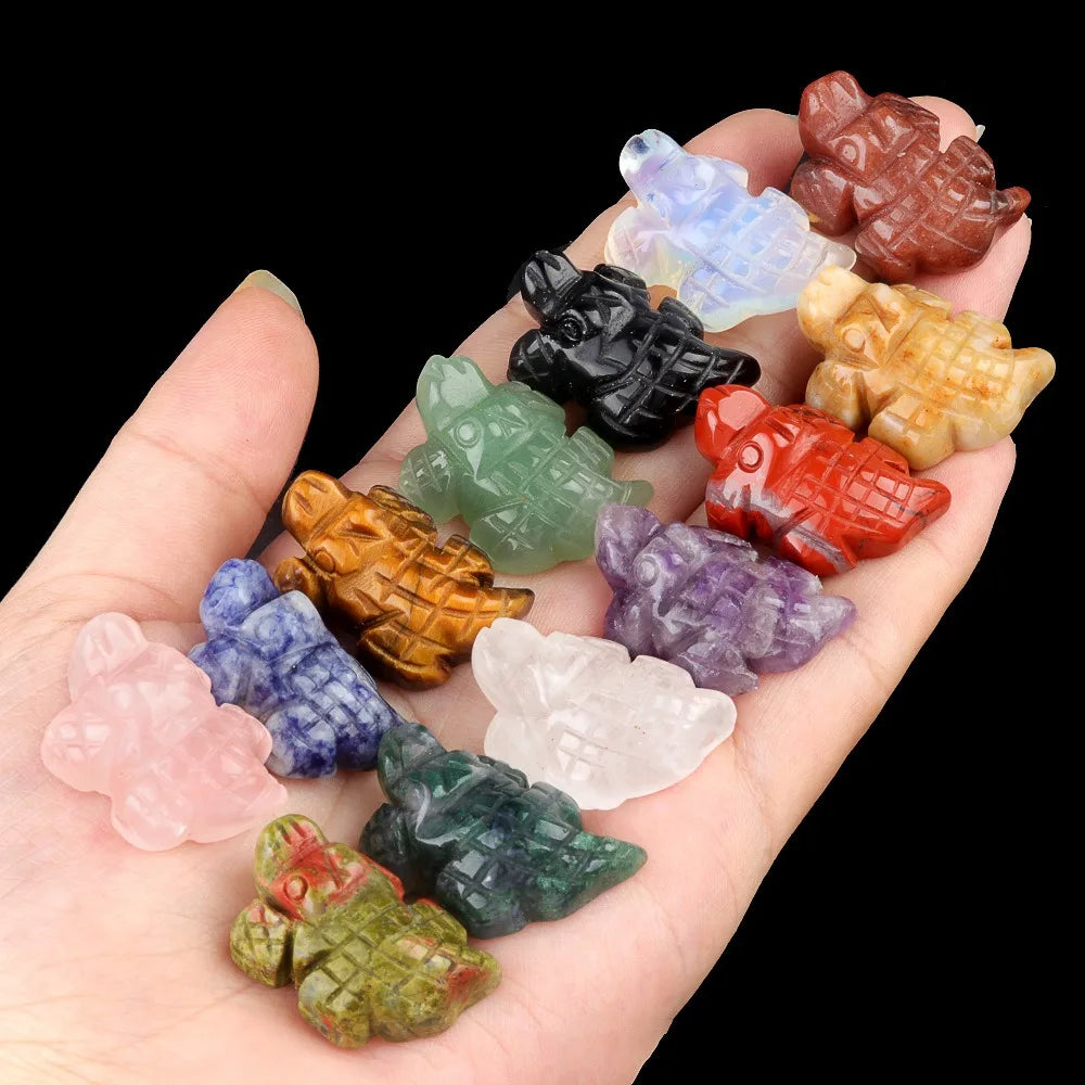 1in Mini Crocodile Crystal Carving Rose Quartz Amethyst Agate Jade Stone Animal Crocodile Crystal Crafts