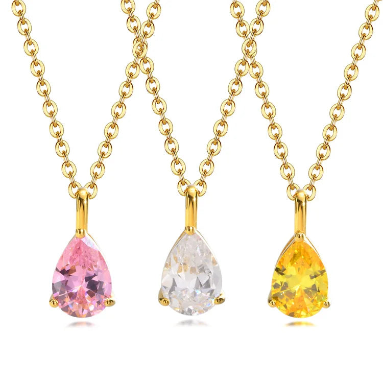 Dainty 18k Gold Plated Personalized Jewelry Crystal Charm Necklaces Jewelry