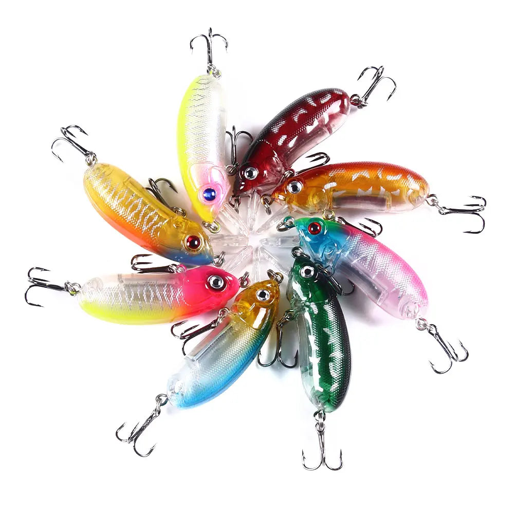 6CM-9.8G Cute Fat Minnow Fishing Lure Noise Ball Rattle with a Tongue Hard Plastic Lure Bait Depth 0.3-1.5m for Saltwater Freshwater