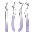 Professional High Quality Customized Color Logo Flash Color Changing Stainless Steel Rounded Tip Head Safety Tweezers Eyelash