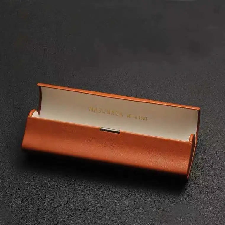 Custom logo Brown Green PU Luxury Leather Eye Glasses case Box Compression Extended Flannelette Eyewear case Super Portable