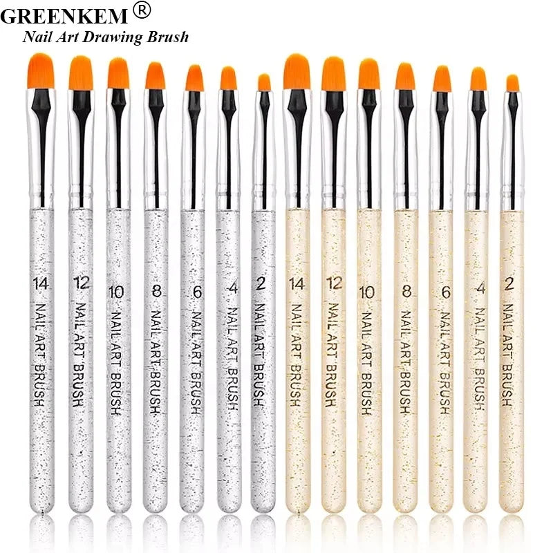 GREENKEM 7pcs/set Transparent Hot Other Acrylic Nail Art Painting Drawing Brush Papy Tools Uv Gel Nail Paint Brush Set