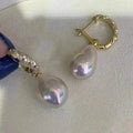 E2020 Baroque DIY Natural Freshwater Pearl Charm Earrings Mounting Accessory 925 Sterling Silver Gold Plated  Jewelry for Women