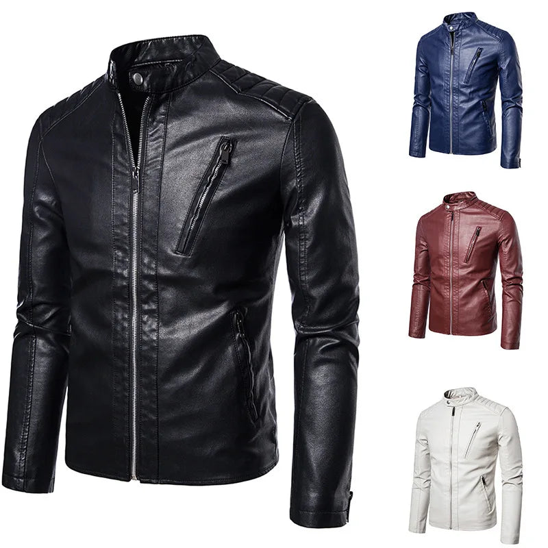 Spring Autumn Leather Men's Casual Coat Custom Handsome Youth Spring Autumn Motorcycle Jacket for Man
