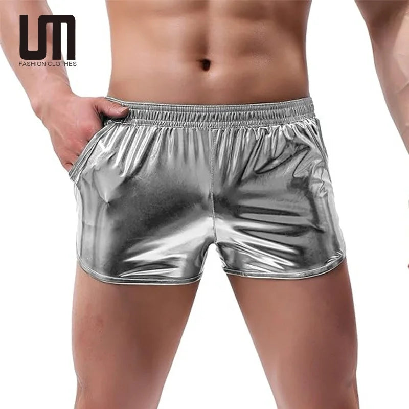 Liu Ming Men's Casual Summer Shorts Wholesale Solid Color Bright Elastic Waist Mid Waist Type Popular Products