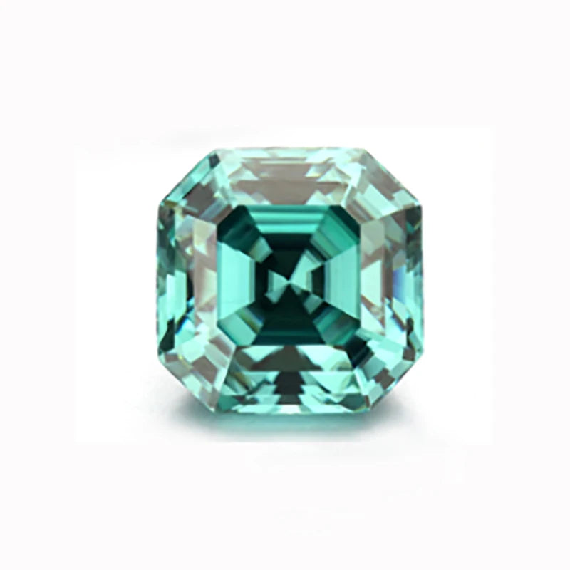 Fancy Green Natural Green Color Multilevel Cutting Asscher Cut  Green Moissanite Stone