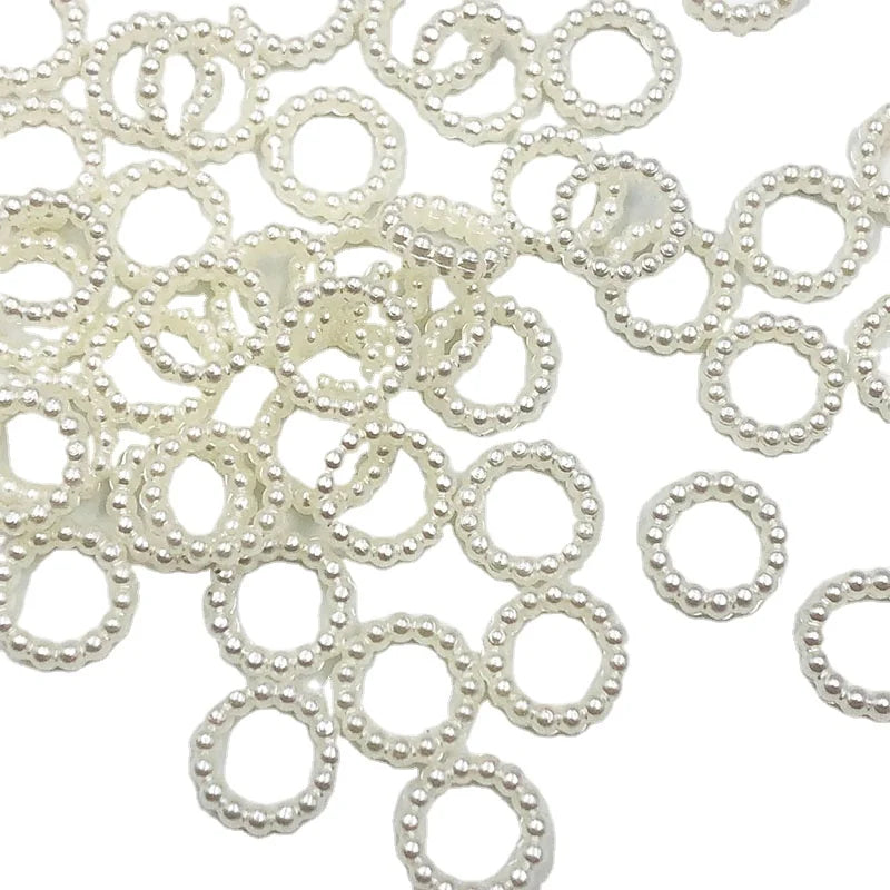 1000pcs Round Shaped Acrylic Pearl Beads Connector Acrylic Circle Ring Beads for Jewelry Making Components DIY Accessories 10mm