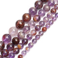Natural Stone Beads 6MM/8MM/10MM/12MM Purple Ghost Crystal Quartz Round Loose Semi Gemstone Kuoyu Brand for Jewelry Making MegaBDM