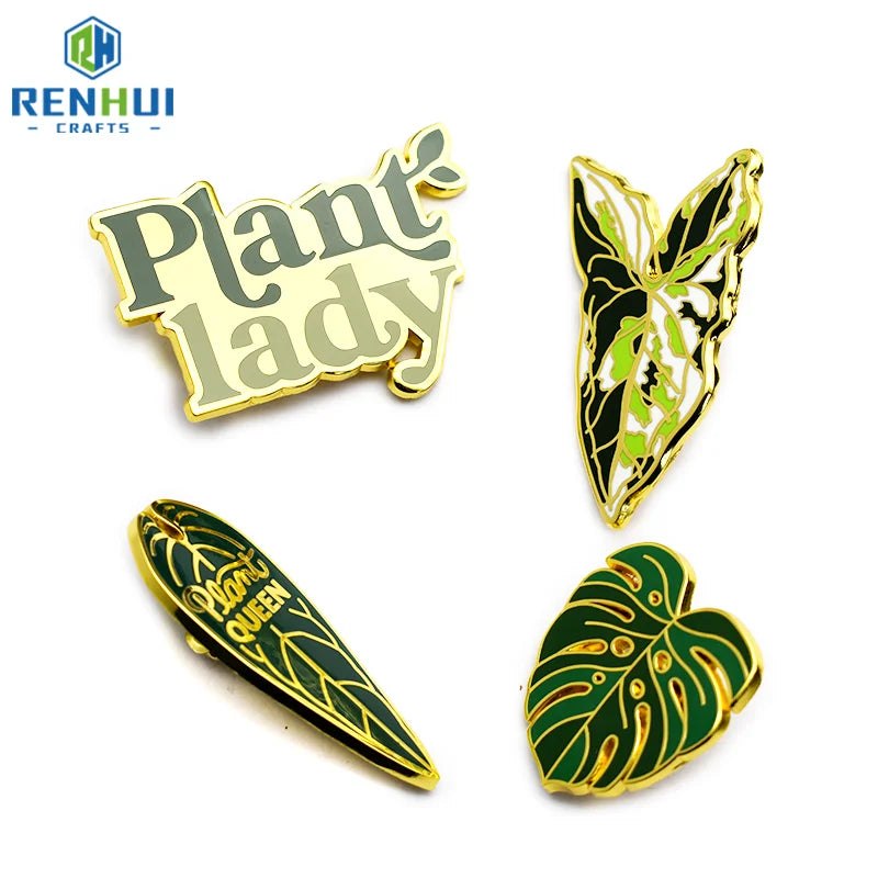 Custom Made Cute Leaf Metal Lapel Pins Manufacture Pin Customized Soft Enamel Pin for Clothes Decoration
