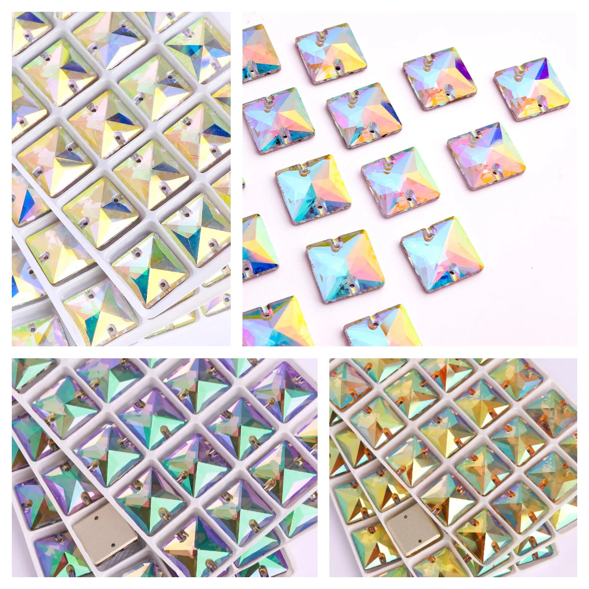 QIYI Ready to Ship Factory Direct Selling Colorful Fashion Luxury Square Fancy Sew-on Stone for Decorate Garments Party Shoes