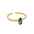 Minimalist Green Emerald Gemstone Rings 925 Sterling Silver Rings Cubic Zirconia Ring Gold Plated Jewelry for Women
