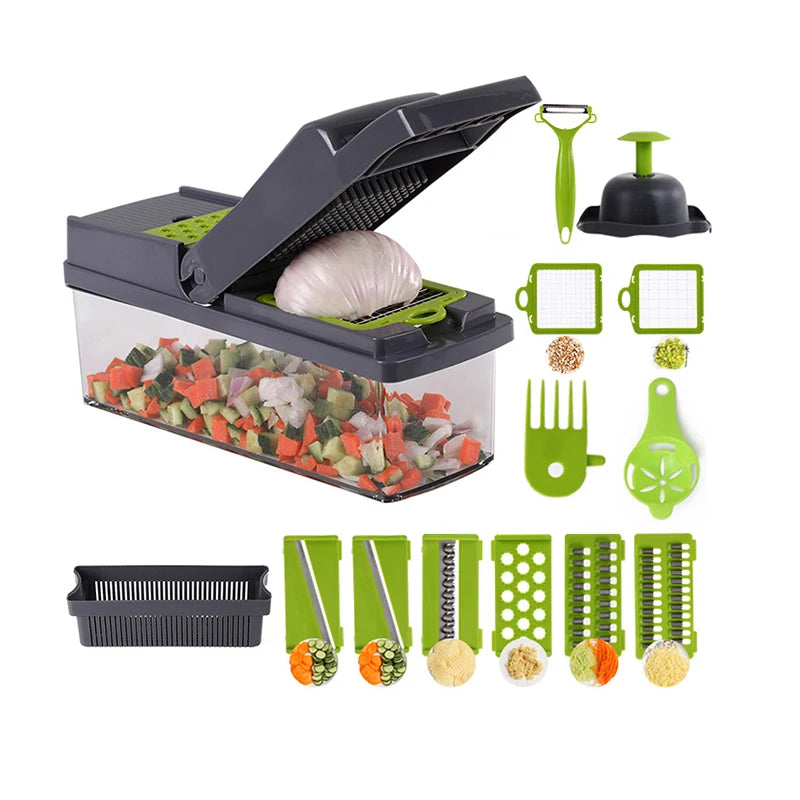 Multifunctional Vegetable Cutter Slicer With Basket Fruit Potato Chopper Carrot Grater Slicer for Kitchen