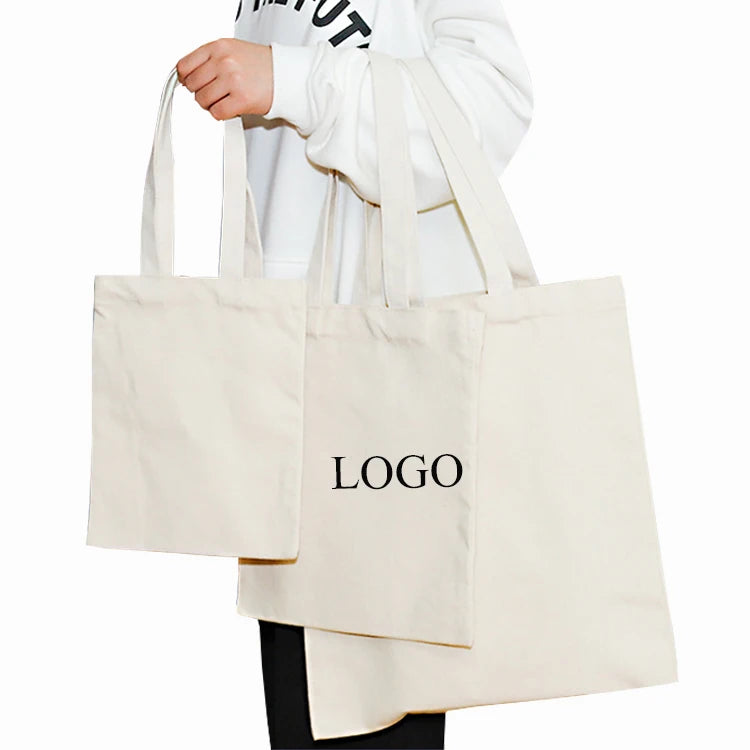 OEM Eco-Friendly Organic Calico Cotton Canvas Tote Bag Custom Logo Printed Recycled Reusable Rope Handle for Grocery Shopping