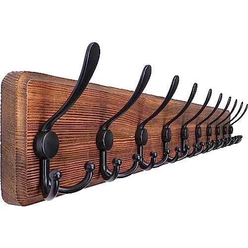 Wood Coat Rack Hook Farmhouse Coat Hanger Long  Wall Mount Rustic Large Coat Rack