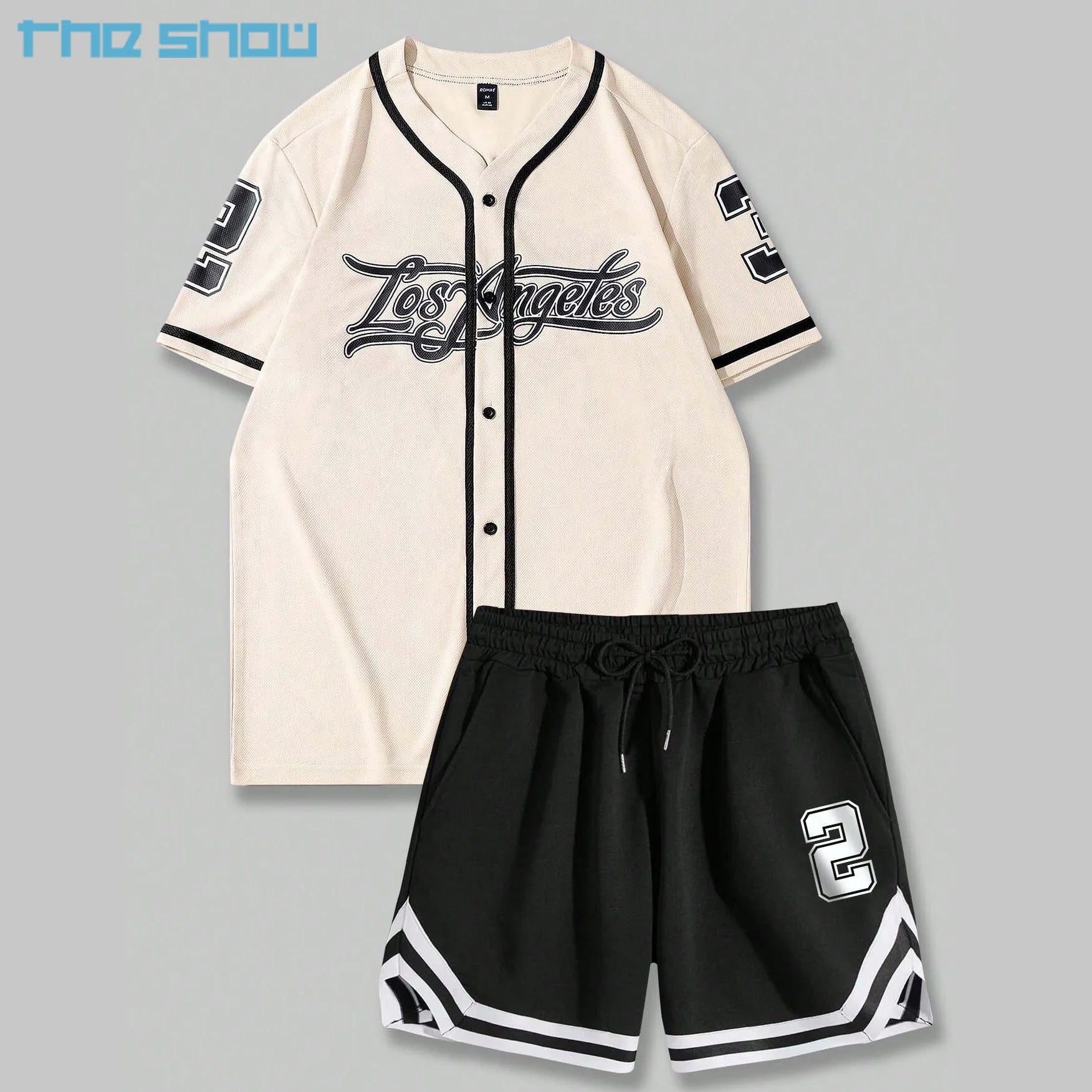 Custom Vintage  Mesh Oversized Boxy T-shirt Streetwear Men Letter Printed Short Sleeve Football Jersey T-Shirt and Shorts Set