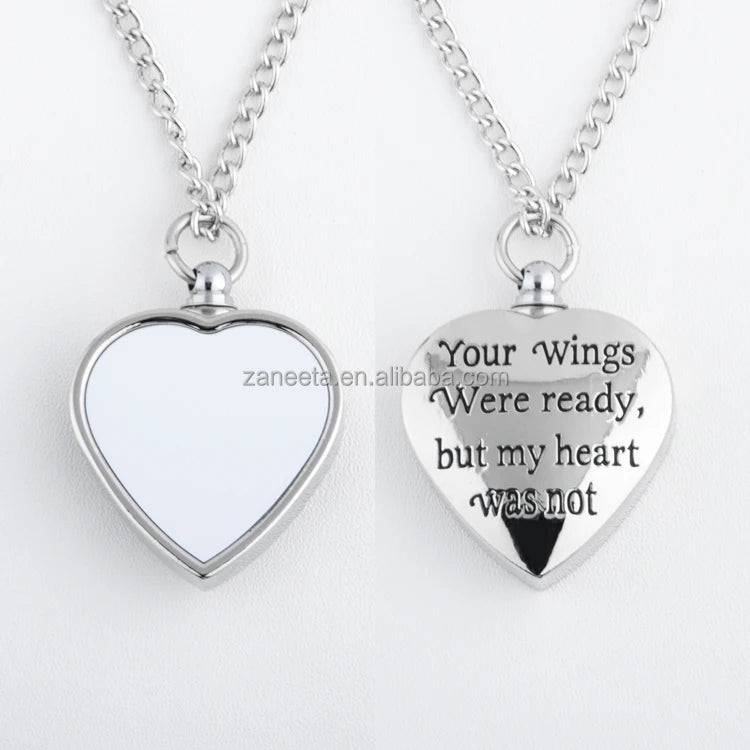 Sublimation Necklace Heart Necklace Hip Hop Jewelry Sublimation Urn Necklace Blanks