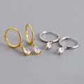 Simple Waterdrop Zircon Huggies Hoop Plated 18k Gold 925 Sterling Silver Drop Earrings for Women Fine Dangle Earrings Jewelry