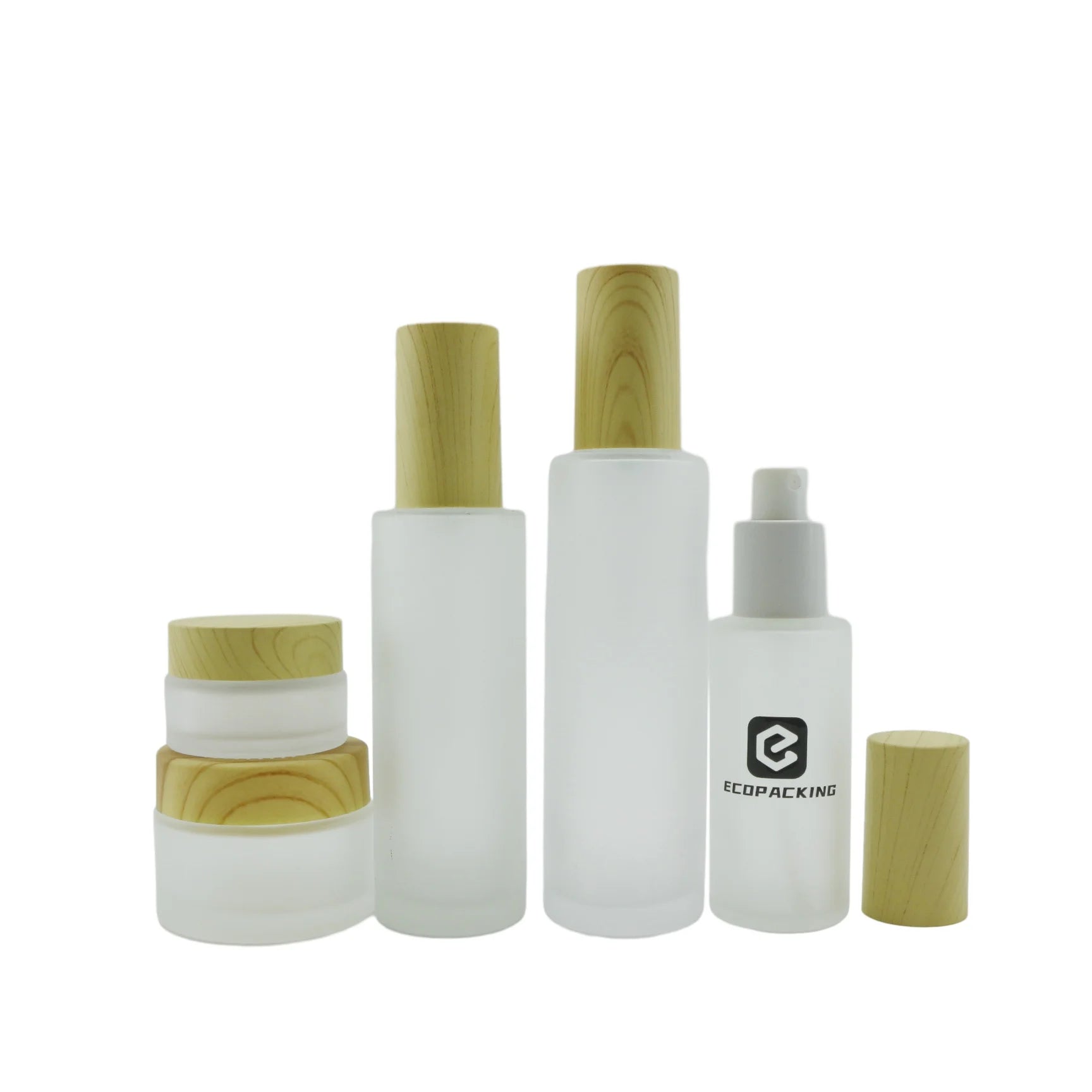 Frosted Glass Bottles Supplier Empty Skincare Packaging Lotion Bottle With Pump Cosmetics Bottle Luxury Set