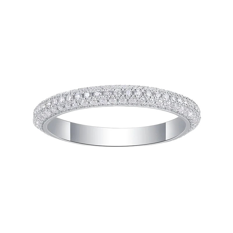 Iced Out Moissanite 925 Sterling Sliver 18K Plated Gold Ring Gra Certificated Jewelry Wedding Band Moissanite Rings