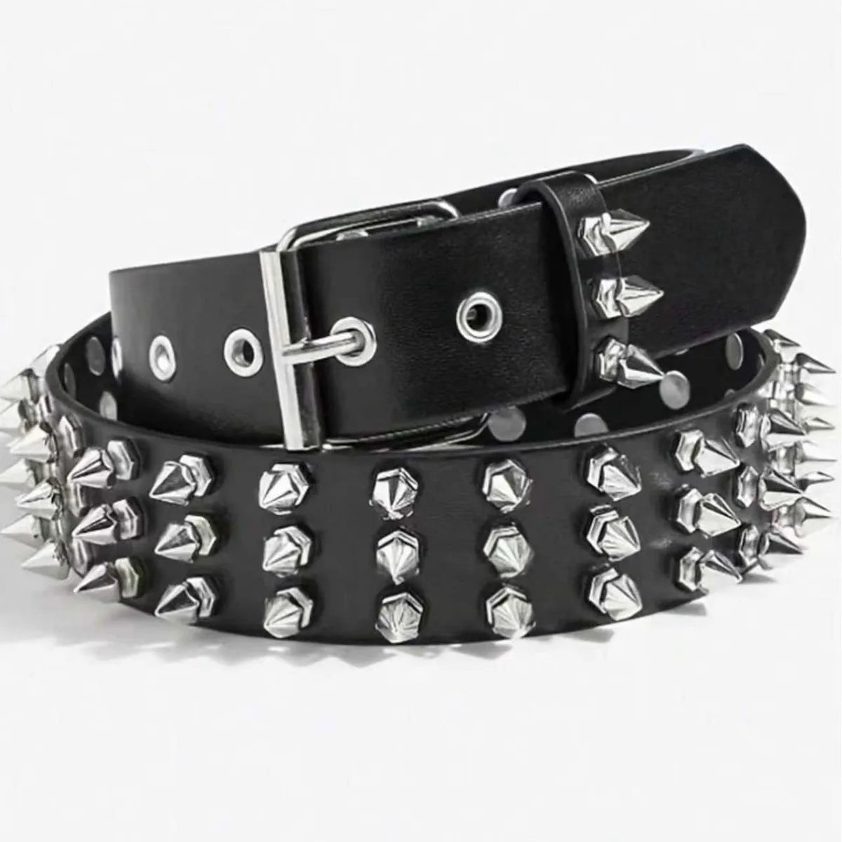 Fashion Western Cowgirl Rock Studded Spike Belts Pin Buckle PU Leather Belt Punk Gothic Studded Rivet Jean Belt for Boys Girls