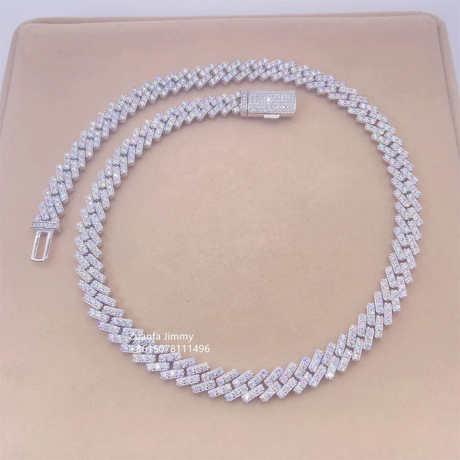 Hot Selling Pass Diamond Tester 7mm 8mm 10mm Pass Diamond Tester  Iced Out Hip Hop  VVS1 Moissanite Cuban Chain Necklace