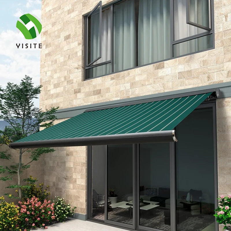YST Factory Customized Size Motorized Electric Retractable Vertical Awning Built-in Plain Full Cassette Aluminum Awning