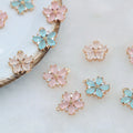 Hot Sale Flower Rack Plating Brass Cubic Zirconia 5-Petal Charm Pendants for DIY Jewelry Making Accessories
