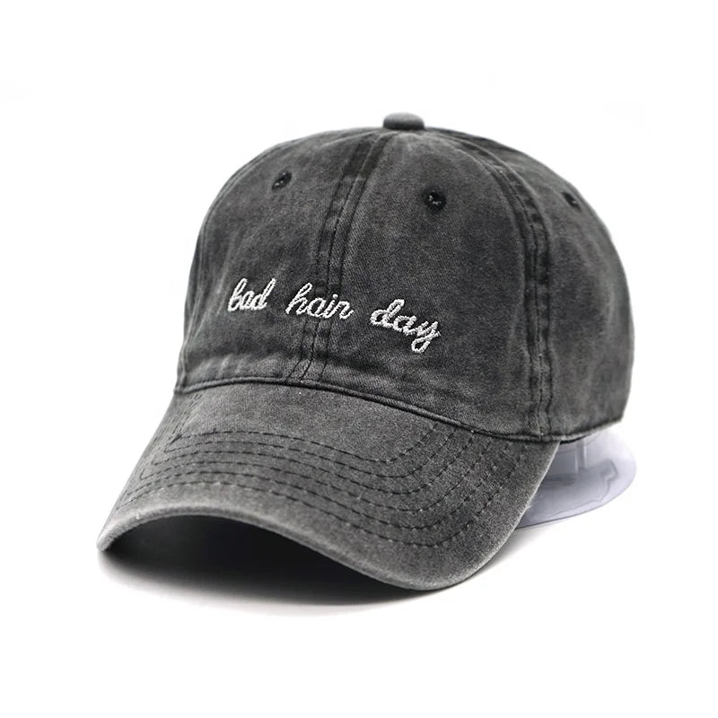 New Bad Hair Day Cap Washed Baseball Hat Women Men Casual Cotton Fabric Snapback Adjustable Bone Summer Dad Hat Male Female
