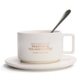 Wholesale Cylinder Shape Gold Rim Hotel Modern Style Turkish Ceramic  White Coffee Cup with Saucer