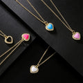 Sweet 18k Gold Plated CZ Crystal Love Heart Shaped Necklace Classic Colored Enamel Heart Pendant for Anniversaries
