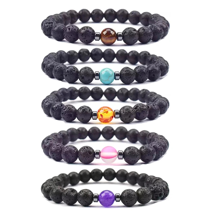 Wholesale Fashion Jewelry Amber Healing Stones and Crystals tiger Eye lava Rock Bead Natural Stone Bracelets