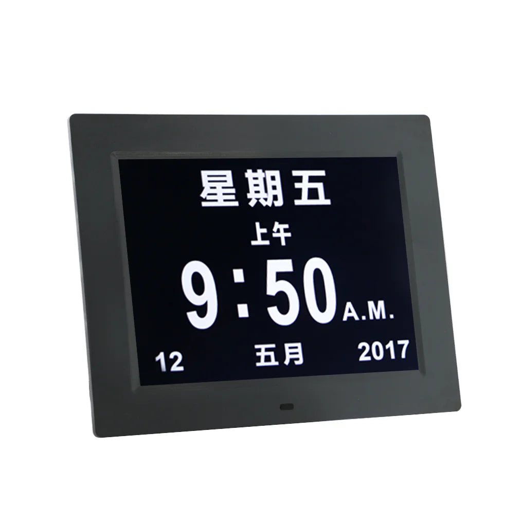 Pros 8 Inch Memory Loss Alzheimers Dementia Patients Large Non-Abbreviated Day Week Month Day Clock Calendar in Dutch