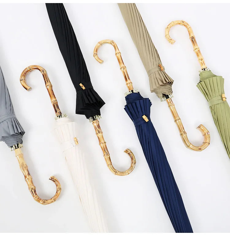 Japanese Custom Umbrella Bamboo Handle Fashion 16 Panels Rain Umbrella