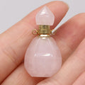 HZ Hot Sale Necklace Romantic Gift Natural Gemstone Rose Quartz Perfume Oil Bottle Pendant