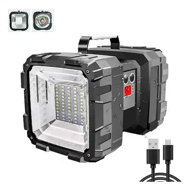 10000lm Double Head Searchlight ABS Body 18650 Battery Rechargeable Usb P100 LED Work Spotlight Floodling Torch Flashlights