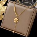 Hot Selling Small Daisy Pendant Necklaces Titanium Steel Flower Necklaces Tassel Clavicle Chain Necklace Women Jewelry